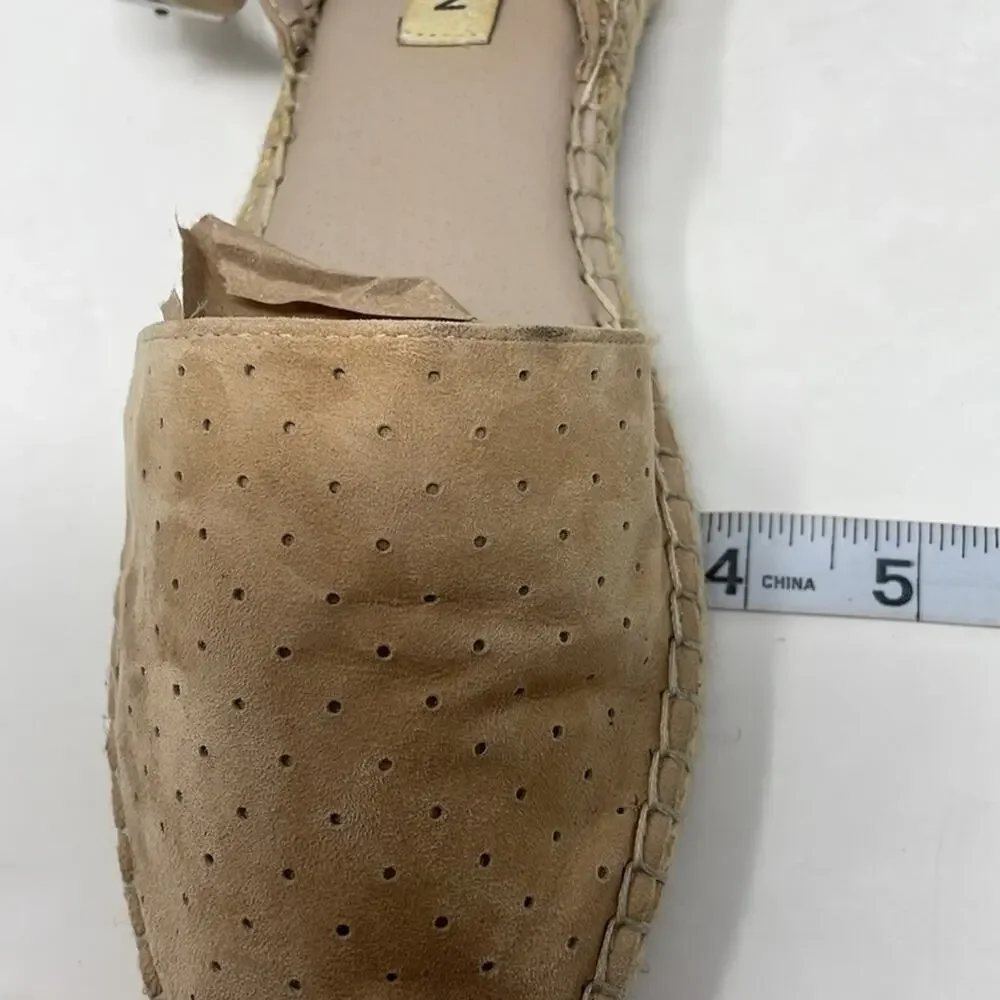 Steve Madden Lesko Tan Ankle Strap Espadrille with Jute Trim Size 8.5